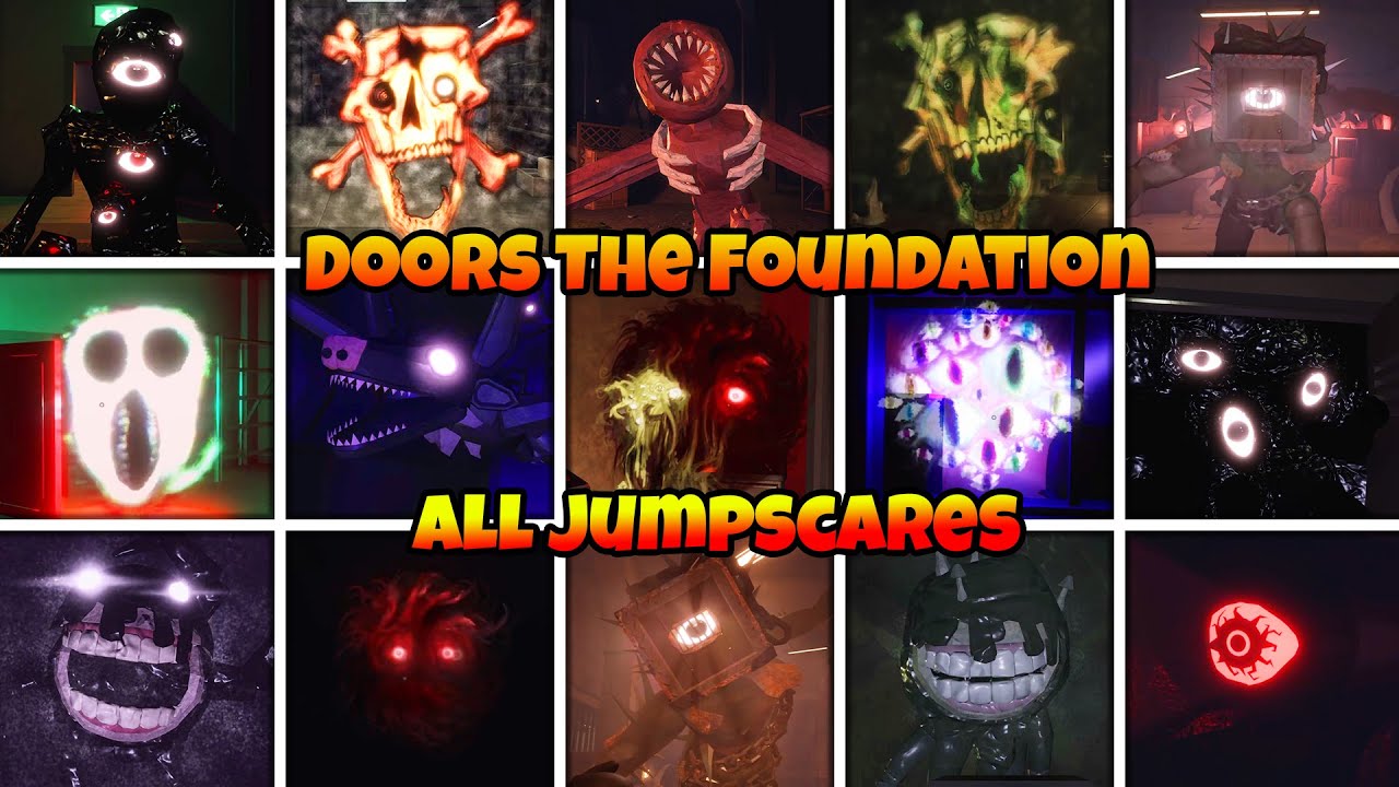 DOORS THE FOUNDATION - ALL JUMPSCARES & ALL BOSSES SCENES