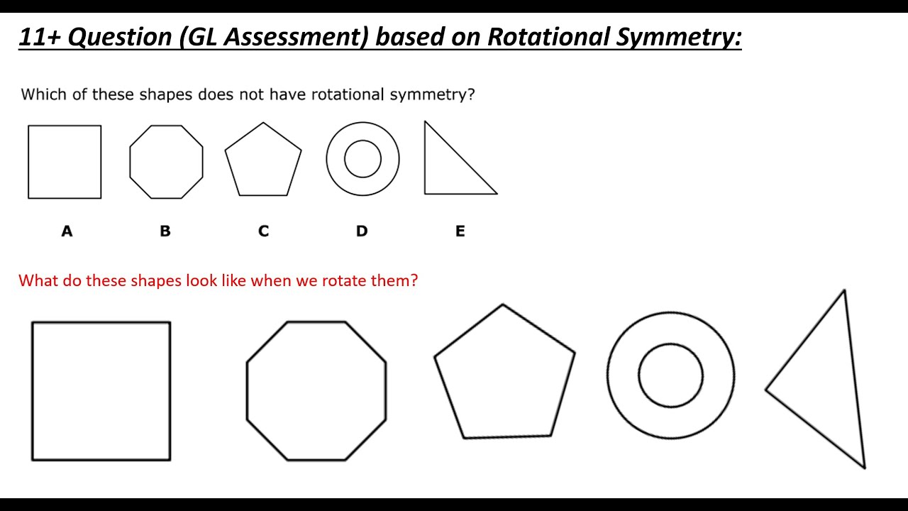 11+ Question (GL Assessment) based on Rotational Symmetry: Which does not have rotational symmetry