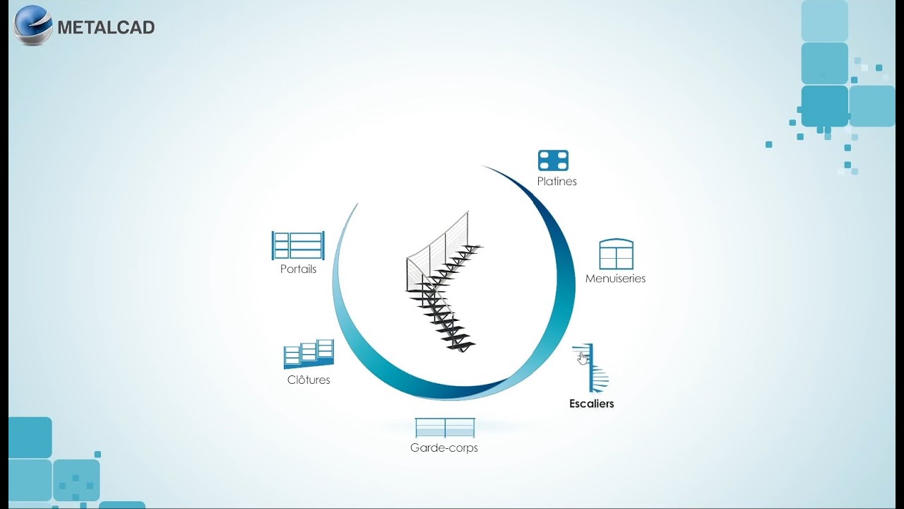 Conception escalier droit METALCAD