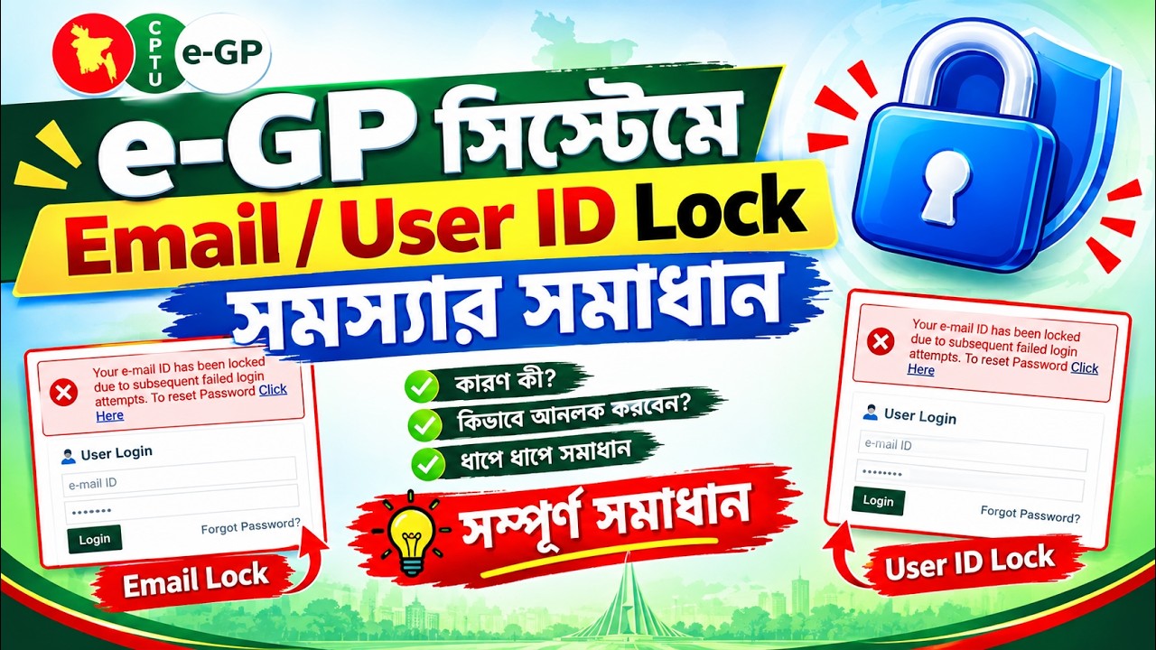 e-GP সিস্টেমে Email বা User ID Lock সমস্যার সমাধান
