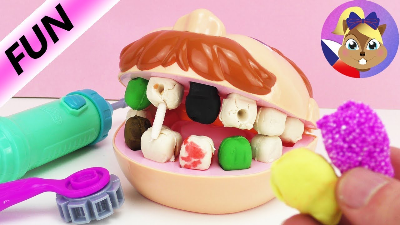 Play Doh Dr Viklzoubek se zuby z plastelíny - nový Foam Clay náhradní zuby- Hraj si se mnou