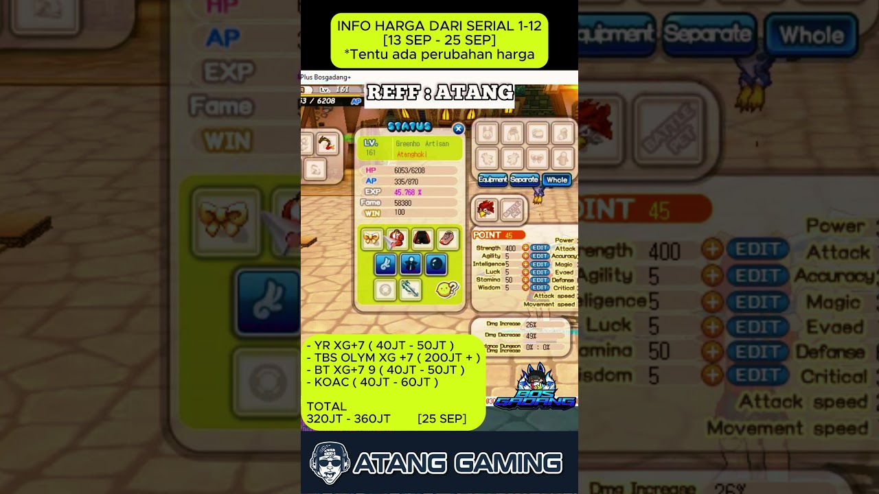 [12] REKOMENDASI BUILD EQUIP DI SEAL BOSGADANG [ JOB CRAFTSMAN ] #sealonline #atangyt #sealbosgadang