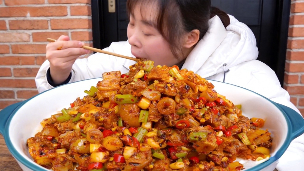 秋妹把肘子焯水煮耙，切成坨坨再凉拌，麻辣Q弹吃起点都不腻