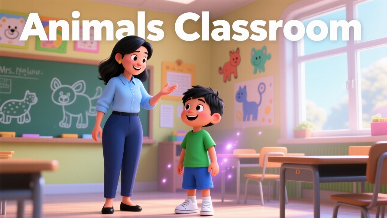 Animals Classroom for Kids 🐶🐱🐄🐘🦁 | Learn Animal Names | Neelu Wonderville