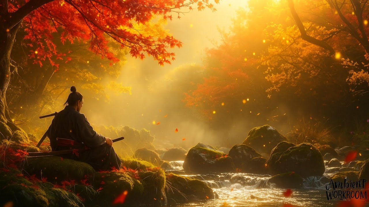 Samurai’s Rest  Relaxing Fantasy Autumn Music with Waterfall Sounds for Meditation & Focus
