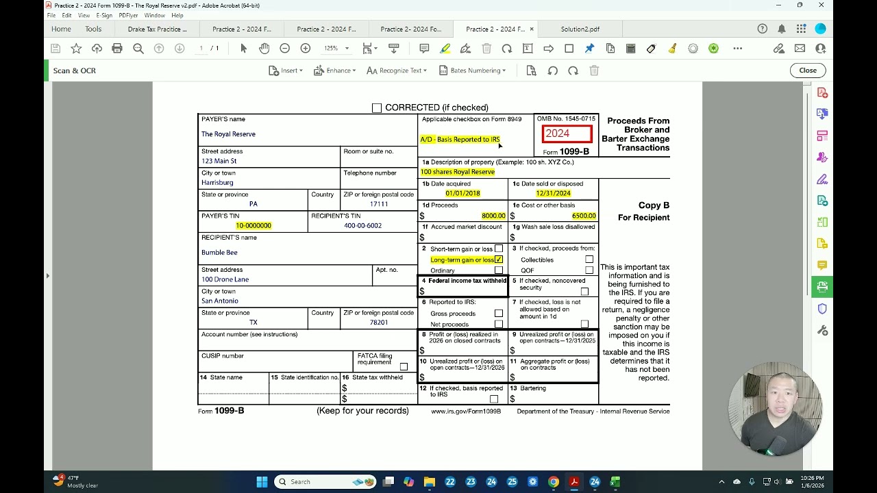 How to prepare 2024 Drake Tax Practice Return 2 - Bee, Bumble