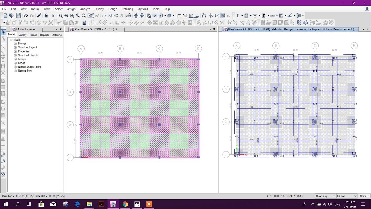 WAFFLE SLAB DESIGN IN ETABS & DETAILS IN EXCEL
