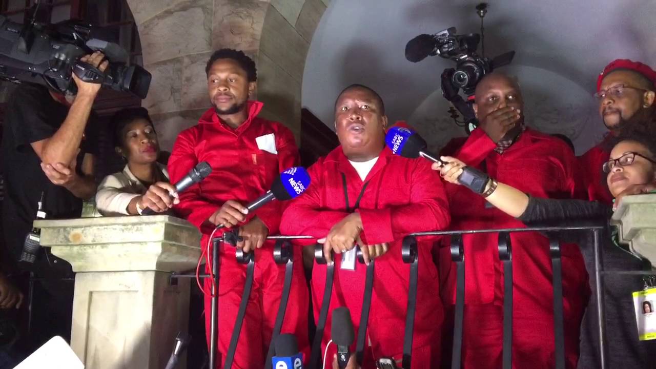 Julius Malema addresses media after leaving parliament