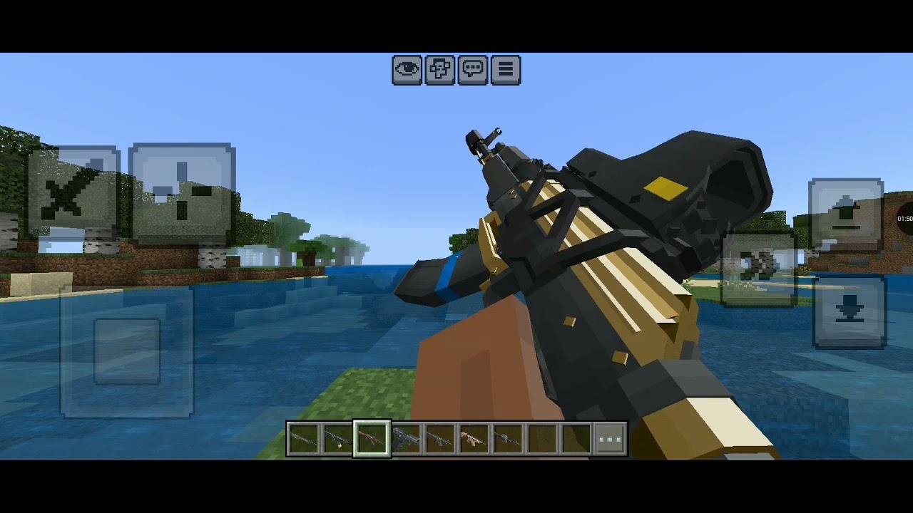 MINECRAFT GUN MOD MCPE GUN MOD MCPE MOD TACZ GOLDEN MCPE MOD TACZ V0.4 MOBILE ANDROID GAMEPLAY