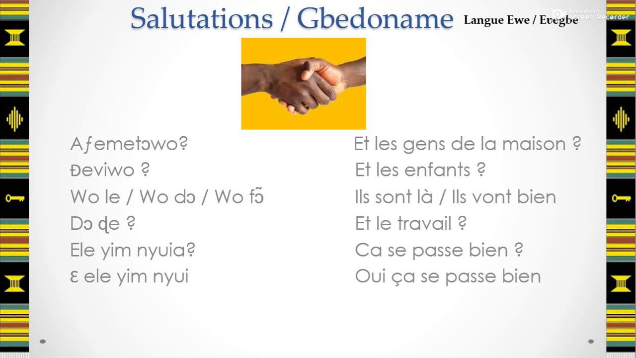 Leçon de langue langue éwé n°2 - Les salutations