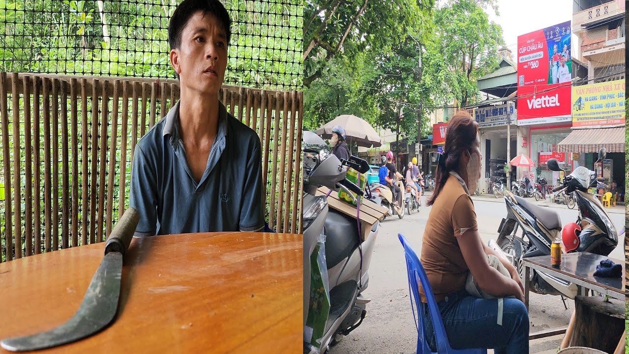 Phong looked for his wife everywhere but couldn't find her. He sadly went home to clean the house.