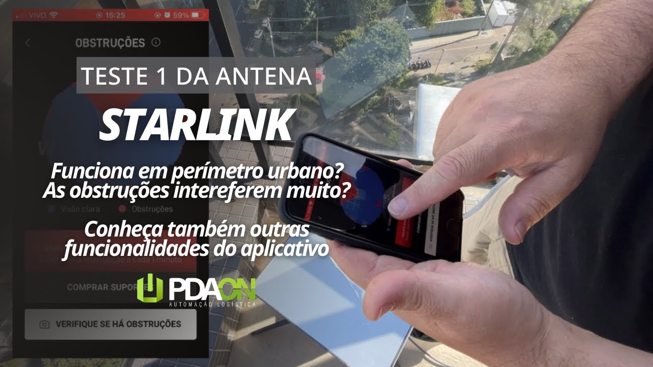Teste 1 com a antena da Starlink em perímetro urbano