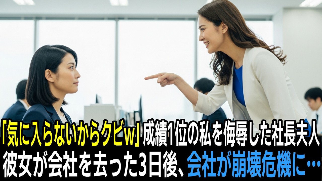 「お前の態度、気に食わないからクビw」営業成績1位の私をクビにした社長夫人。私「いいんですね？」→3日後、会社が崩壊危機に…
