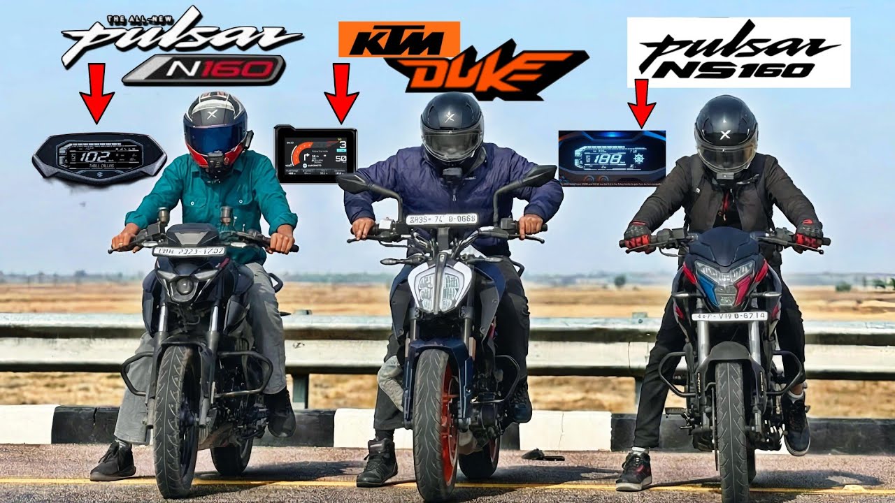 2026 KTM Duke 160 VS 2026 Pulsar NS160 VS Pulsar N160.|| Drag Race.🔥|| Triple Battle Showdown —·