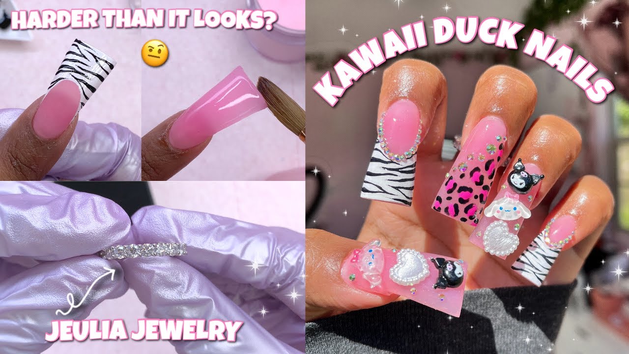 I TRIED DUCK NAILS FOR THE FIRST TIME 😳 2CUTE NAILS ACRYLIC | Jeuila Jewelry