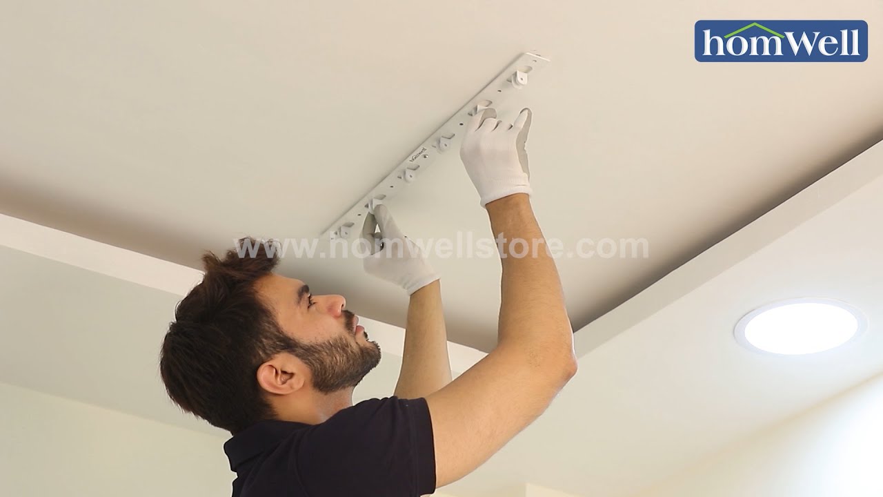 Homwell Individual Dropdown Ceiling Cloth Dryer Rise 'N' Dry Deluxe Installation Video.