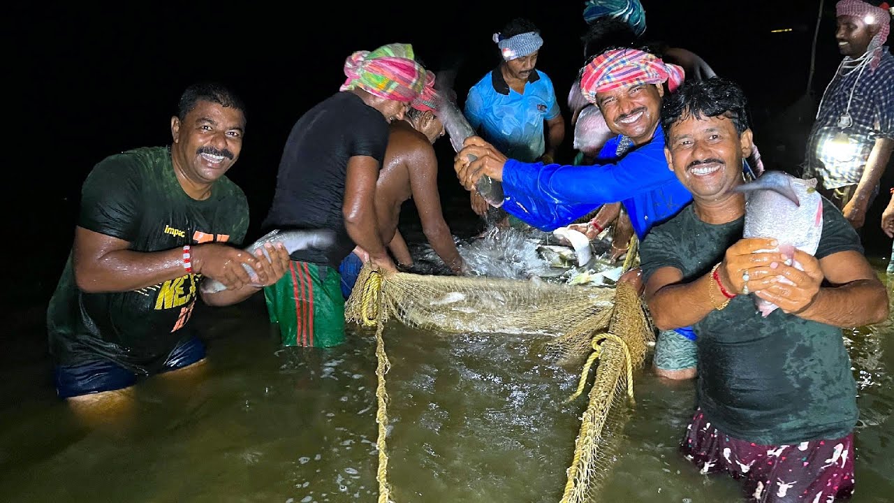 রাতে পুকুর থেকে মাছ ধরে রান্না করে খাওয়া | Village style fishing and cooking at night | village food