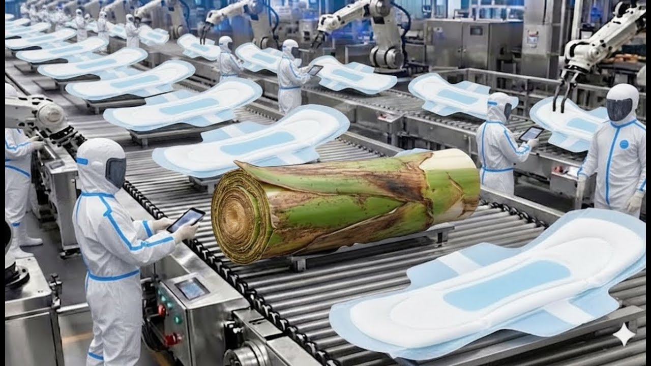 Inside the World’s Largest Banana Stem Factory | Sanitary Pad Manufacturing Process