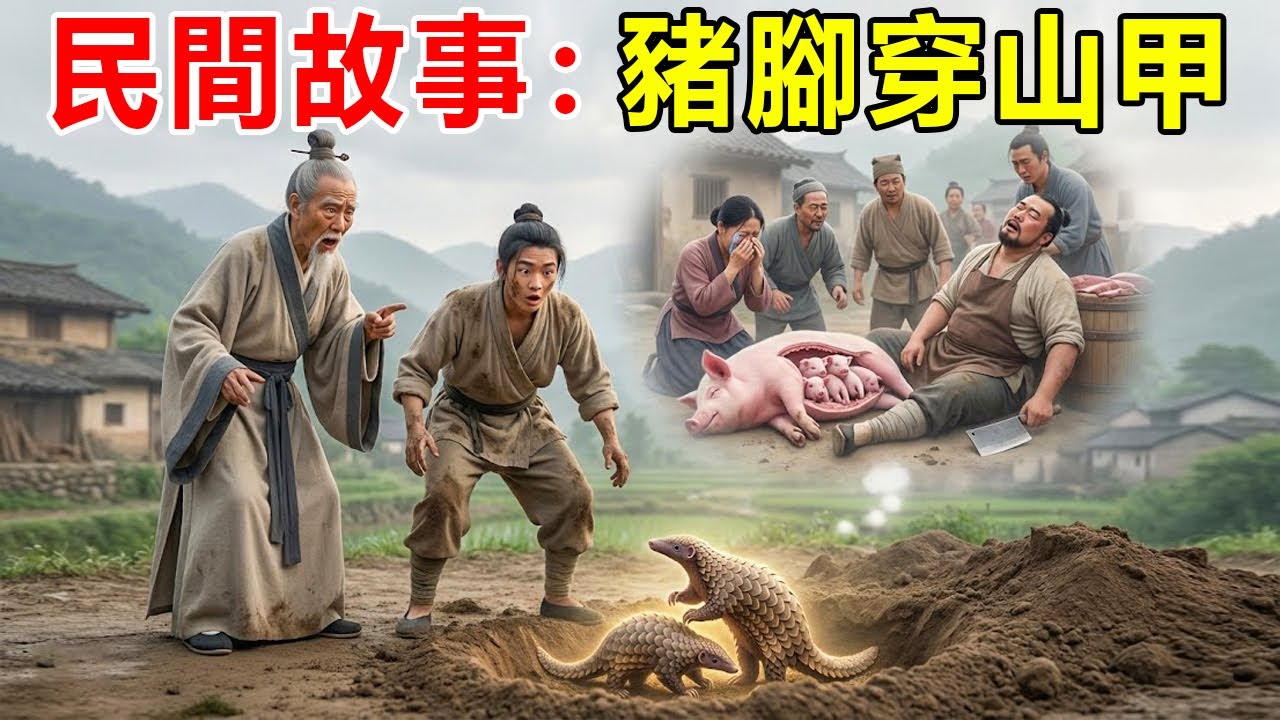 民間故事：善人屠夫幫鄰居宰殺流淚病豬，剖腹後驚見一窩豬崽當場暈倒；二十年後兒子挖地基，竟挖出一對發光的「穿山甲」，道士大驚：快去挖開你爹的墳！