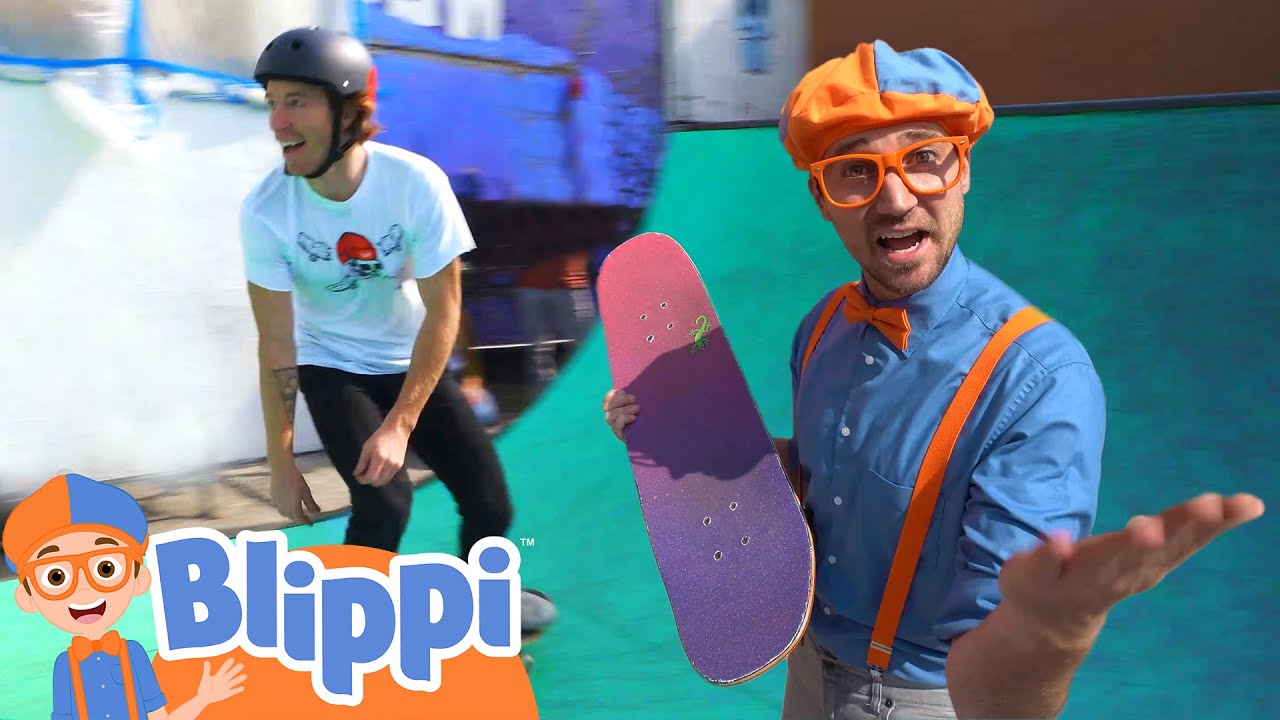 Blippi and Shaun White Do Skateboard Tricks | Learn About Professional Skateboarding | Blippi