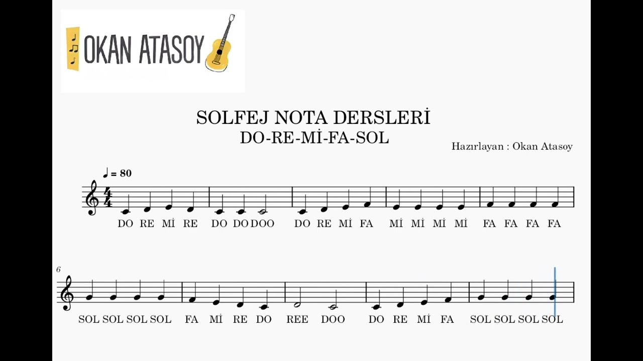SOLFEJ - NOTA OKUMA DERSİ 3 ( DO-RE-Mİ-FA-SOL  NOTALARI )