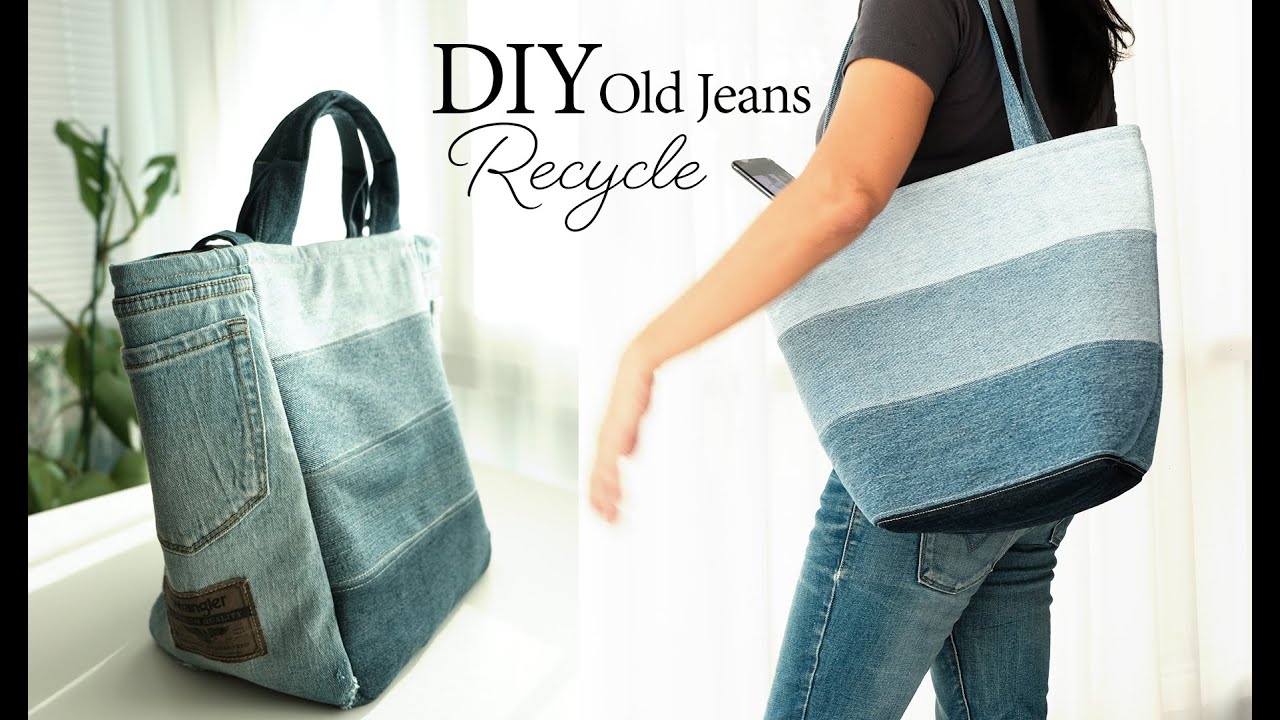 2 DIY old jeans recycle tote bag | Sewing | Tutorial | Speed