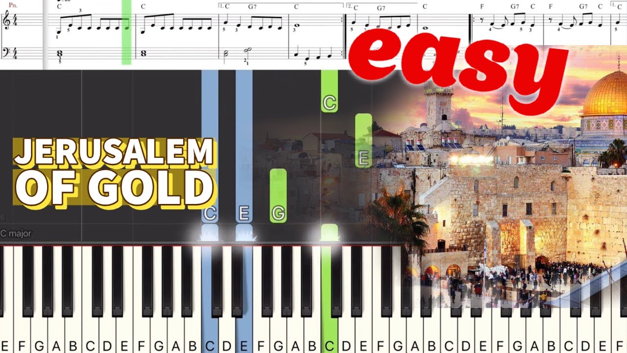 EASY piano tutorial Yerushalayim Shel Zahav | Schindler's List | ירושלים של זהב