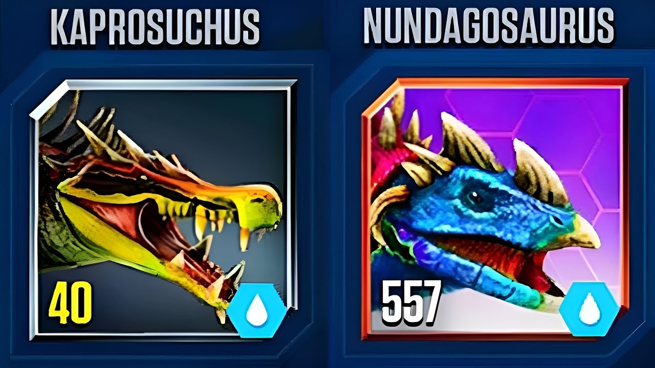 KAPROSUCHUS VS NUNDAGOSAURUS UNLOCKED KAPROSUCHUS MAX LV 40 | JURASSIC WORLD THE GAME