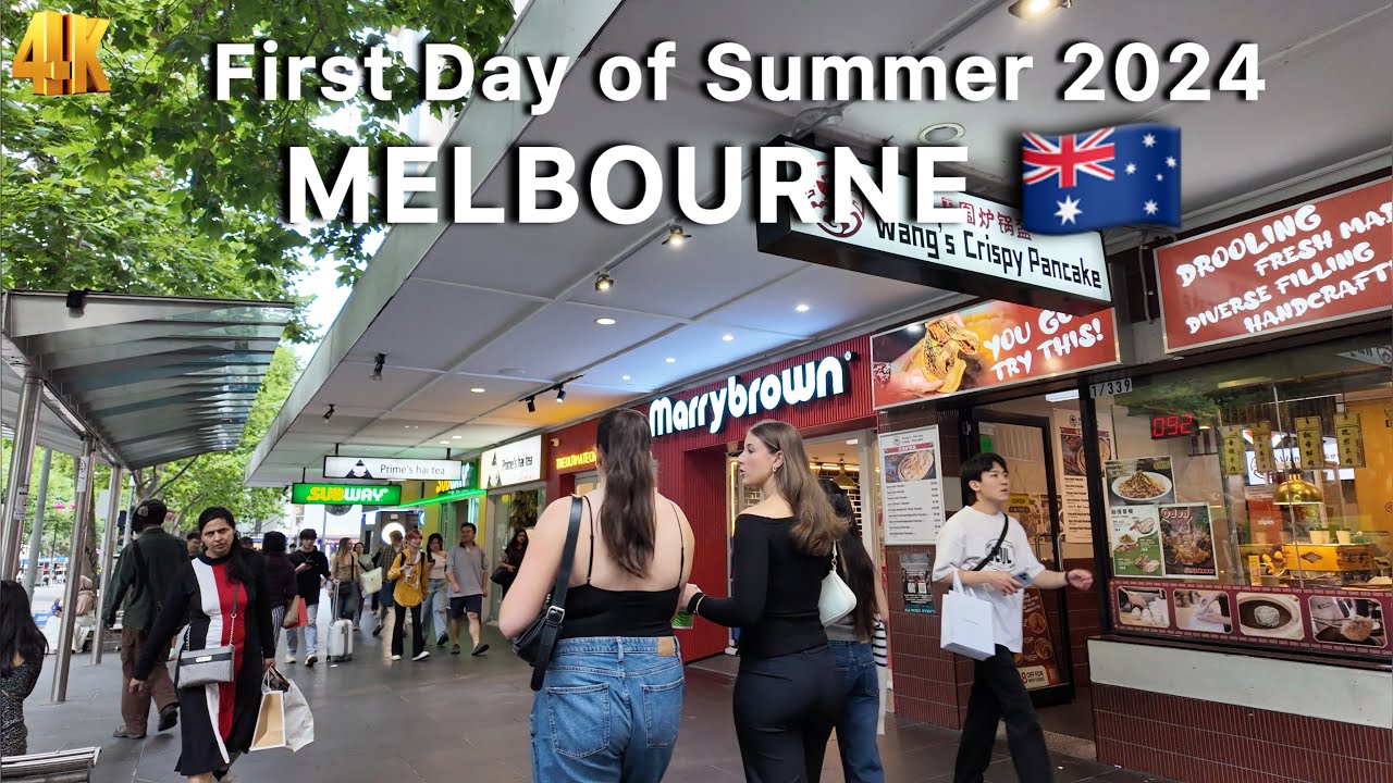 First Day of Summer in Melbourne City Australia Walking Tour 2024