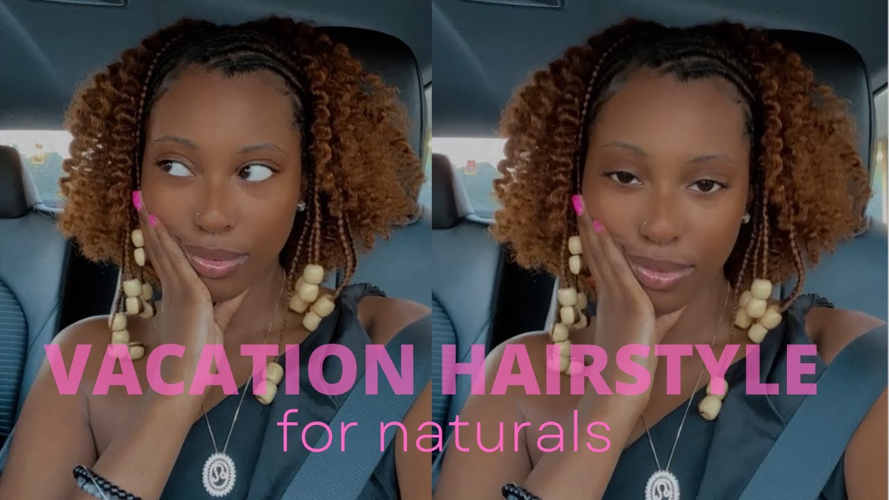 The BEST Vacation Hairstyle For Naturals | Natural Half Up Half Down Braids & Beads | Mia Ashanti ♡