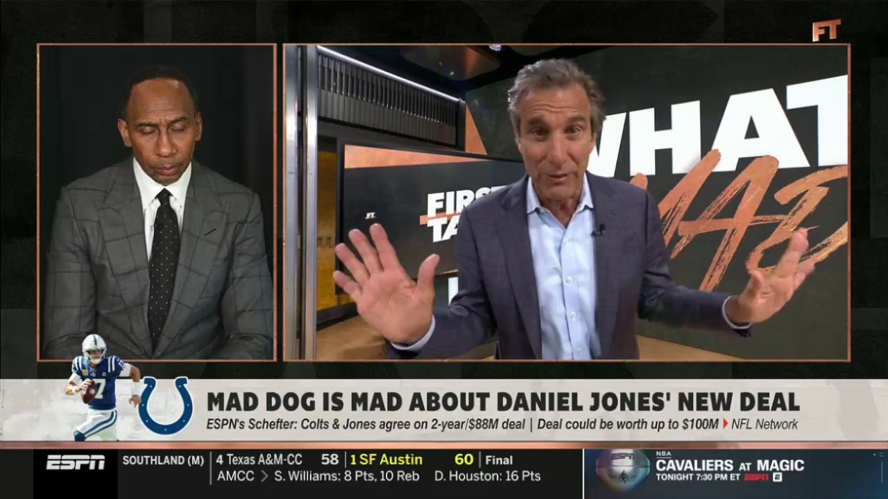 FIRST TAKE | Mad Dog is MAD about Daniel Jones' new deal: Colts OVERPAID for him - Stephen A. Smith