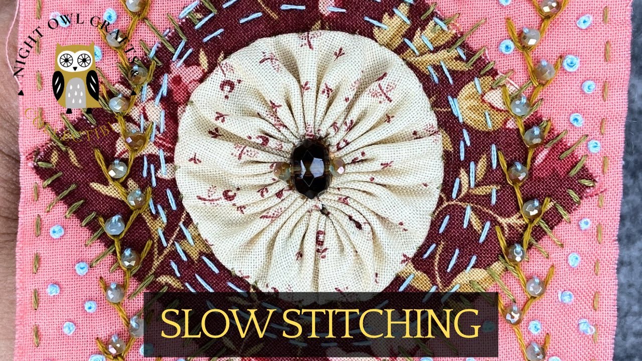 How To Slow Stitch A Scrap Fabric Square With Beads 