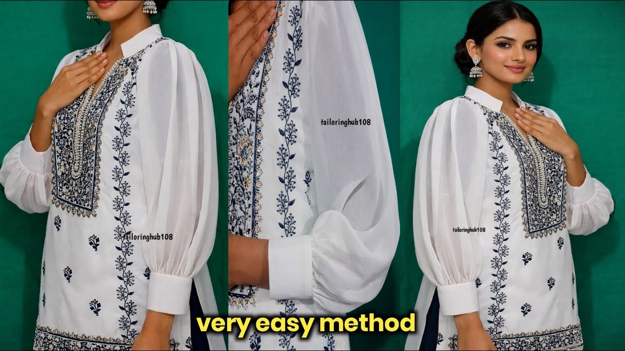 Trending Sleeves Design 🔥 | Cuffs Button Puffy Sleeves Cutting & Stitching 