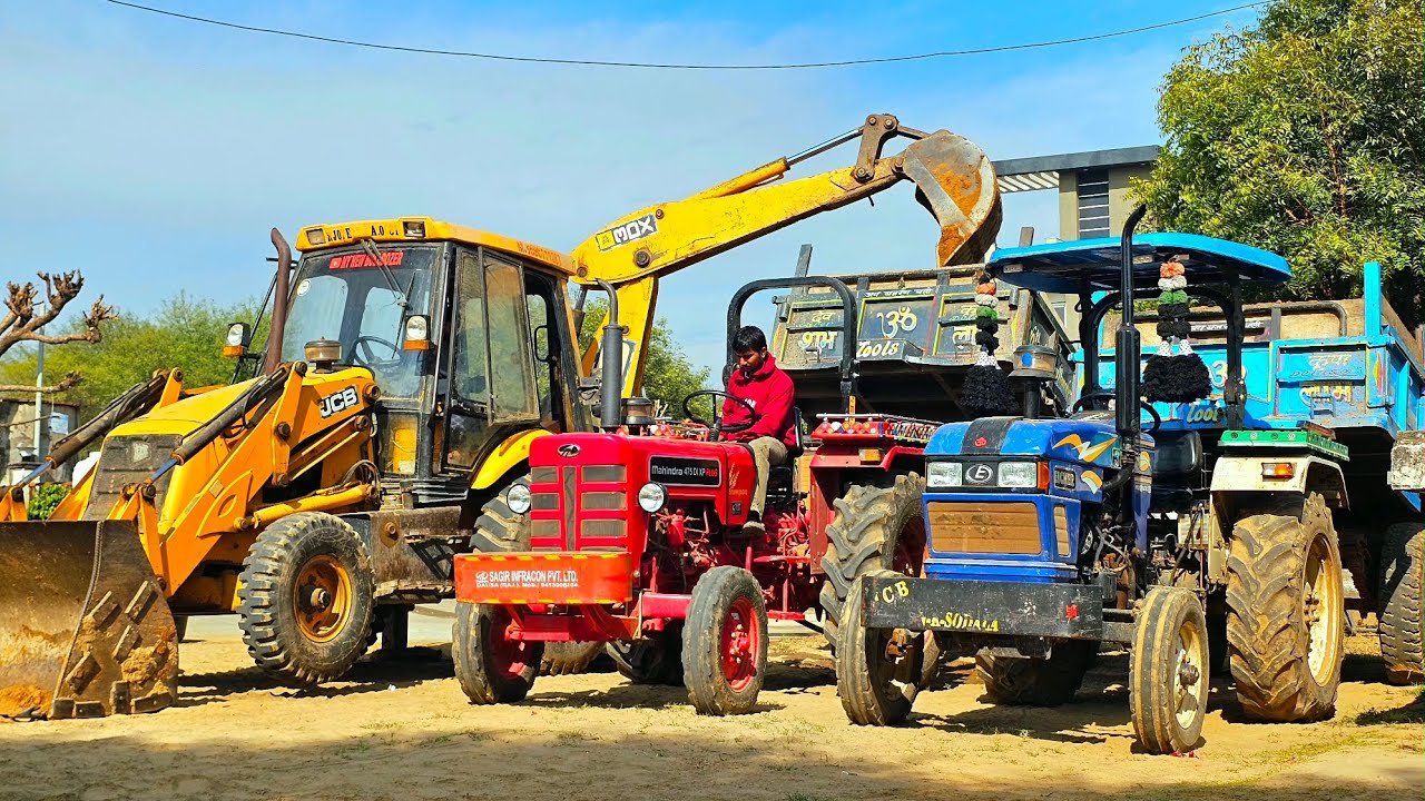 JCB 3DX Eco Backhoe Machine Eicher Swaraj New Mahindra Loading Tractor Stuck in Mud | Jcb Tractor