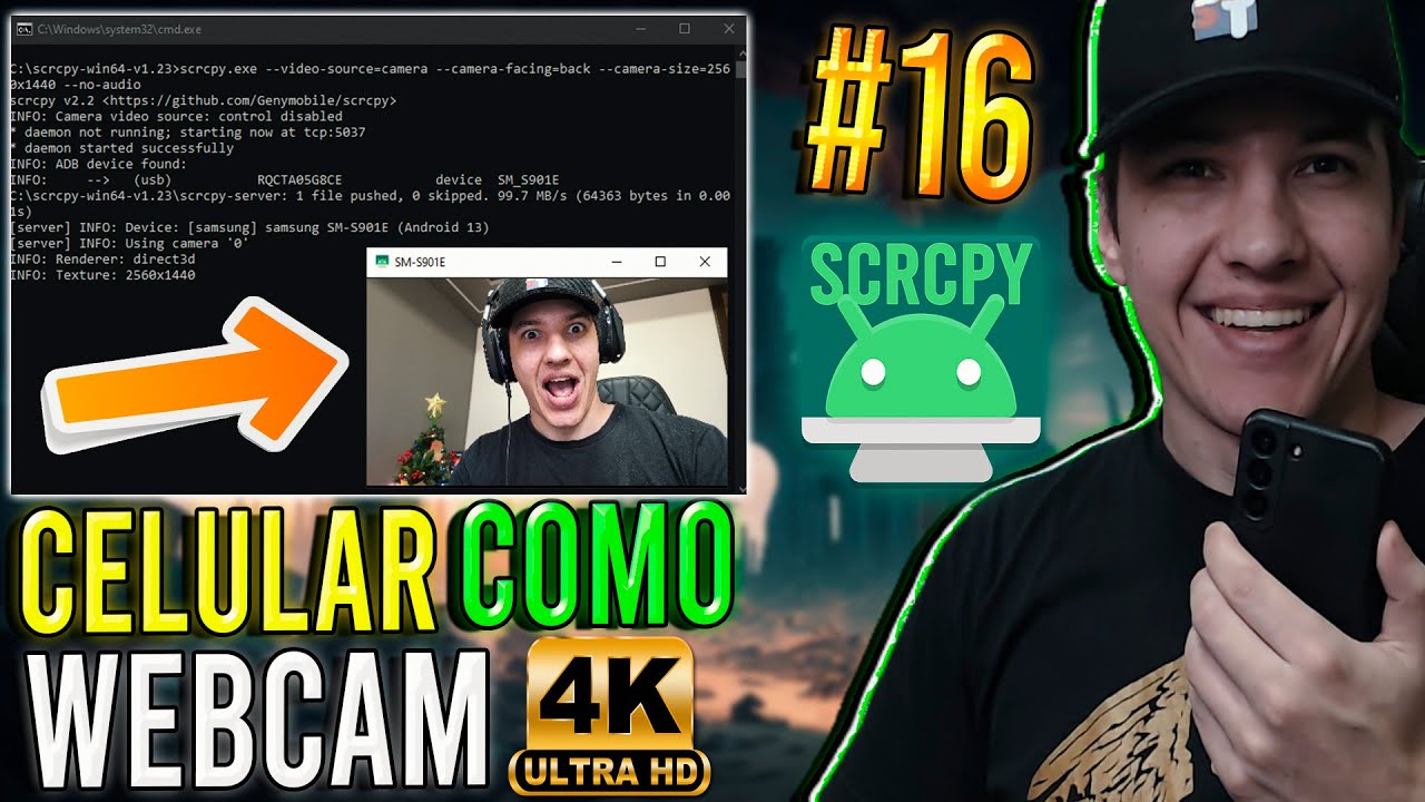 Celular como WEBCAM no PC em ALTA QUALIDADE - Scrcpy #16