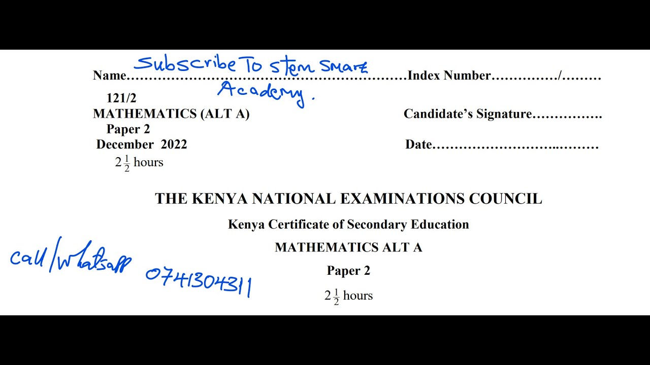 KCSE 2022 MATH PAPER 2 SECTION 1