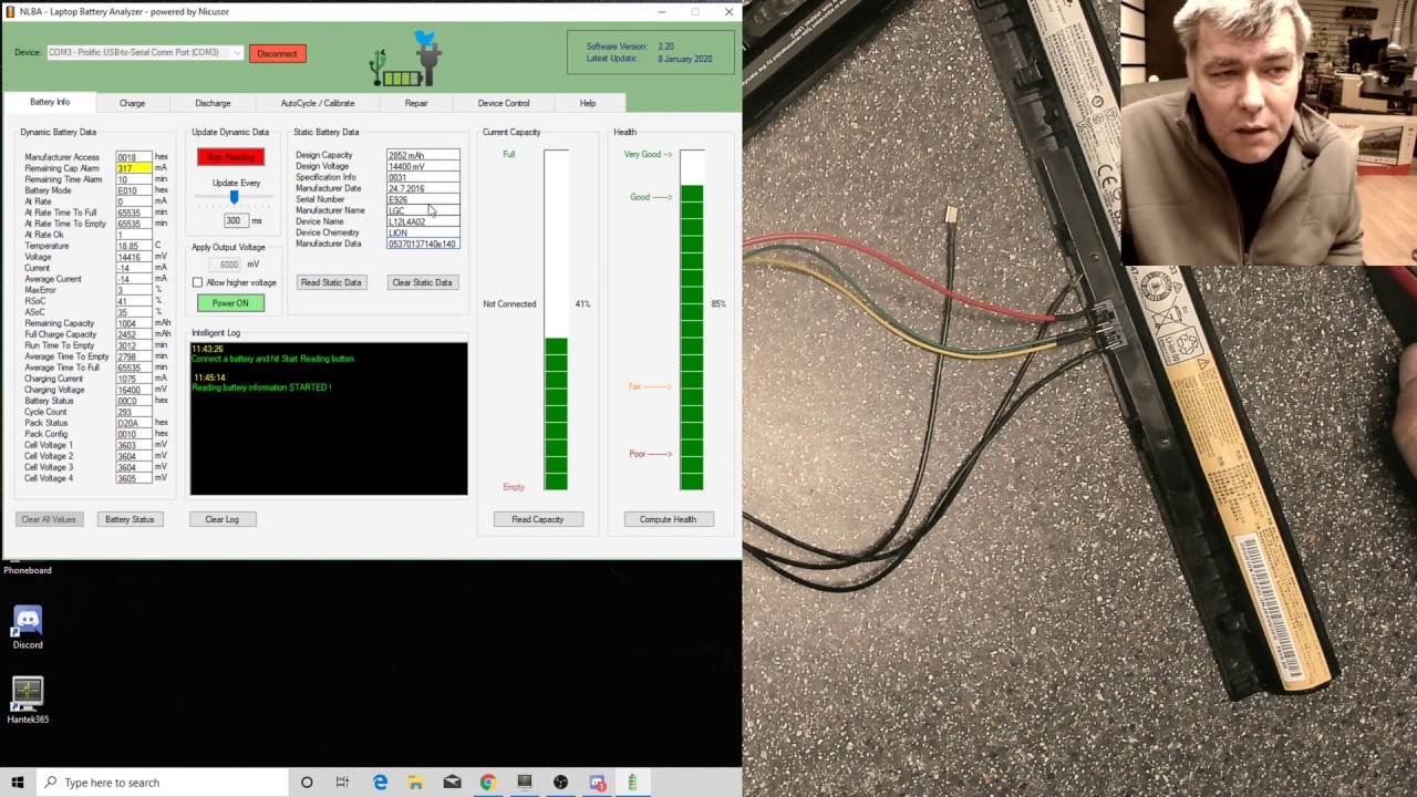 Pro tool - diagnose, measure real capacity, revive, charge and discharge laptop batteries