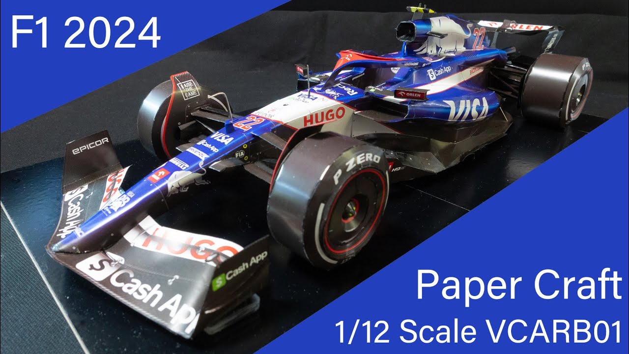【ペーパークラフト】F1 2024 VISA Cash App RB 01 1/12スケールの模型作ってみた。皆さんも同じものを作れるので、ぜひ作ってみてください。