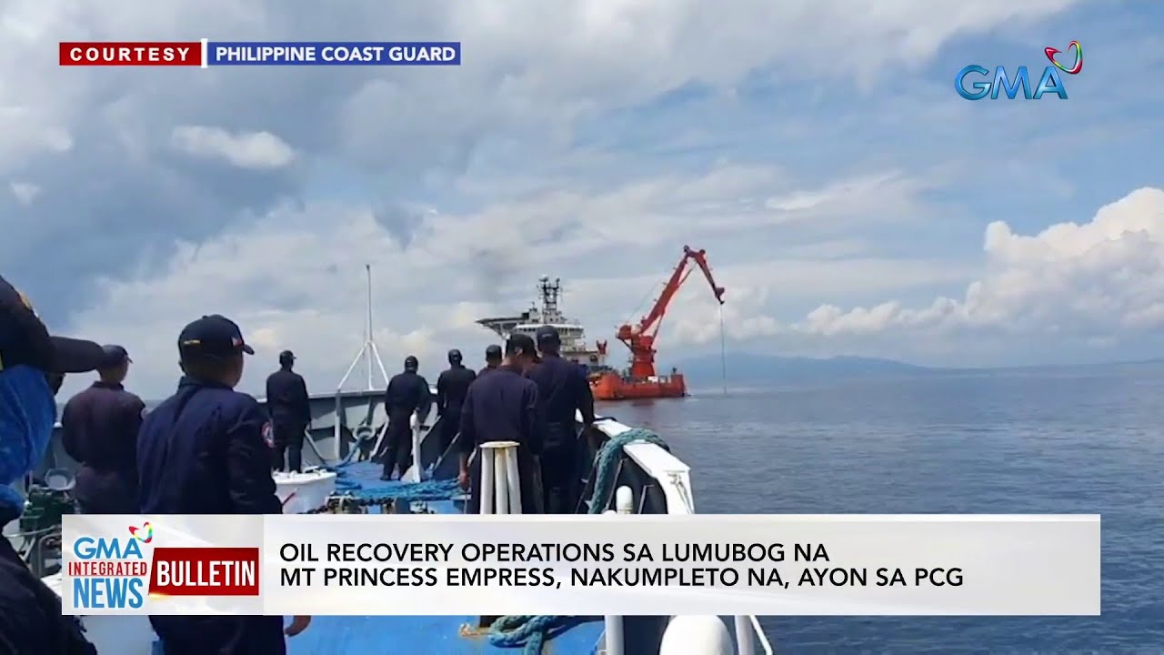 Oil recovery operations sa lumubog na MT Princess Empress... | GMA Integrated News Bulletin
