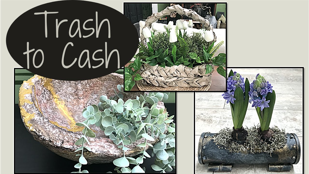 TRASH TO CASH - PAPIER MARCHÉ BOWL - SPRING BASKET - STEAMPUNK SPRING PLANTER - TRASH TO TREASURE