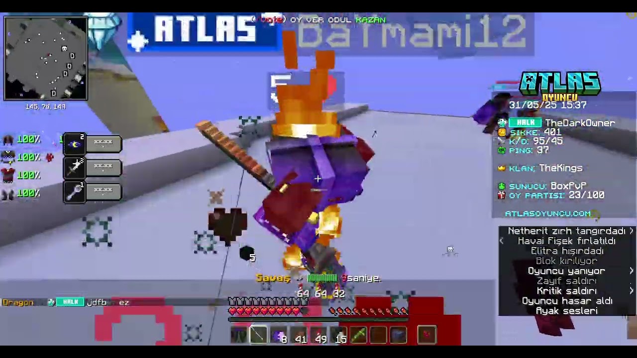 Kill kastım ve vs attı | Atlas Oyuncusu | BoxPvP modu