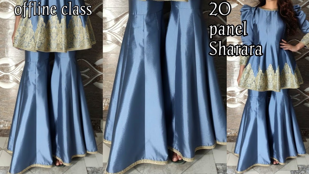 Offline classes_ 20 Panel Sharara/Gharara Cutting and Stitching /fashion boutique official 