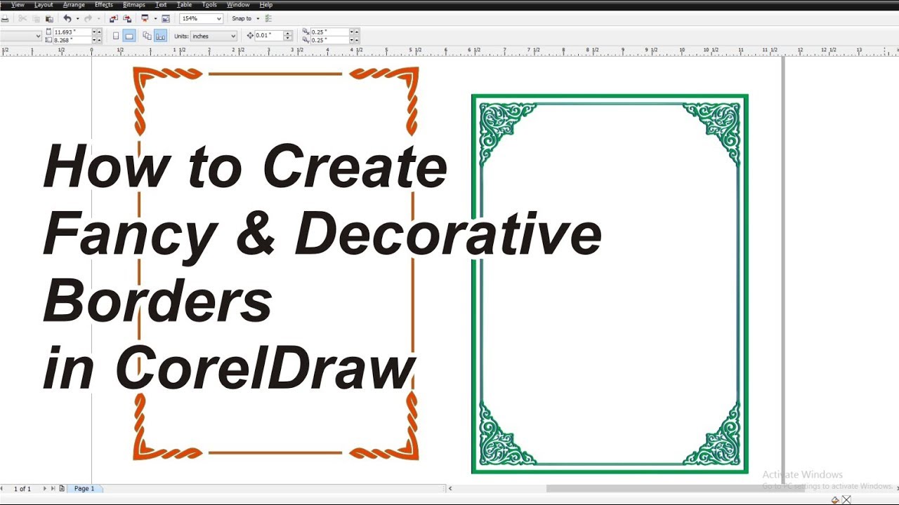 how to create fancy and decorative borders in coreldraw x7 (2018)
