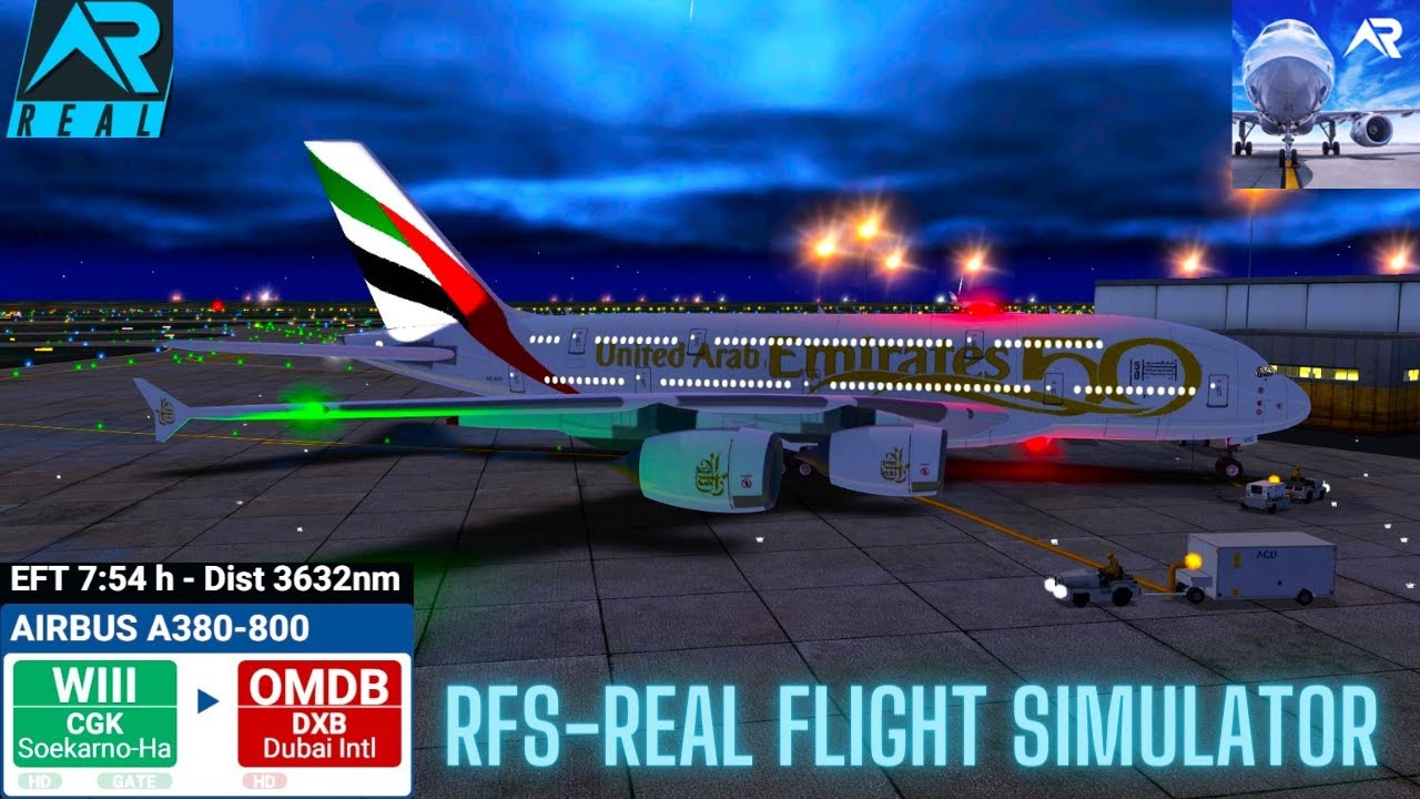 RFS – Real Flight Simulator – Джакарта – Туда – Дубай – Полный полет – A380 – Emirates – Full HD ...