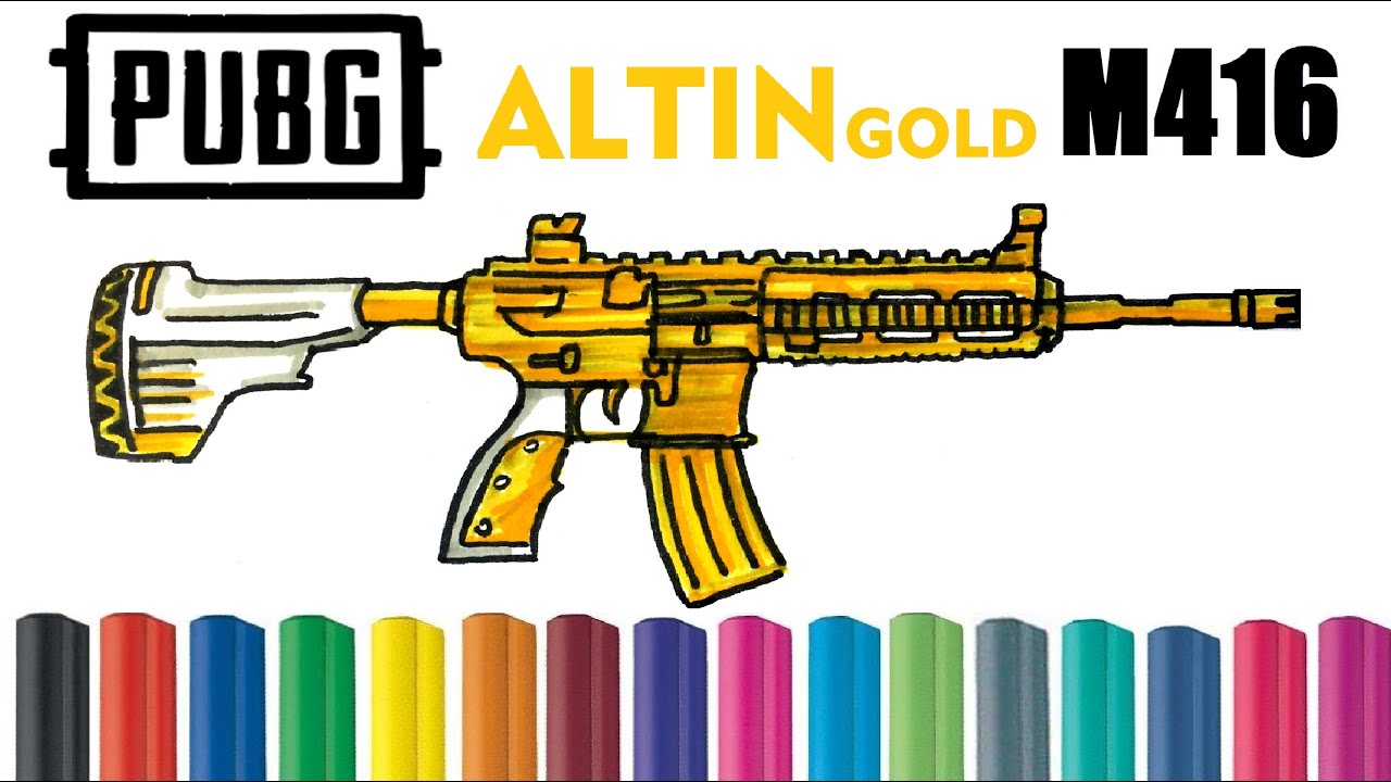 Easy Drawing Pubg Mobile Gold M416 I Kolay Pubg Mobile Altın M416 Çizimi I Silah Nasıl Çizilir ?