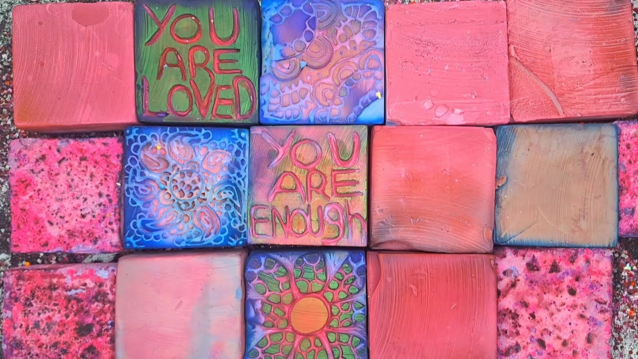 Dyed and Hand Carved Soft Gym Chalk Blocks & Reforms [Please Read Description] ASMR | Satisfying