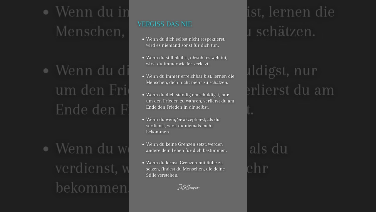 Vergiss das nie: Selbstrespekt ver&auml;ndert alles. ⚡
