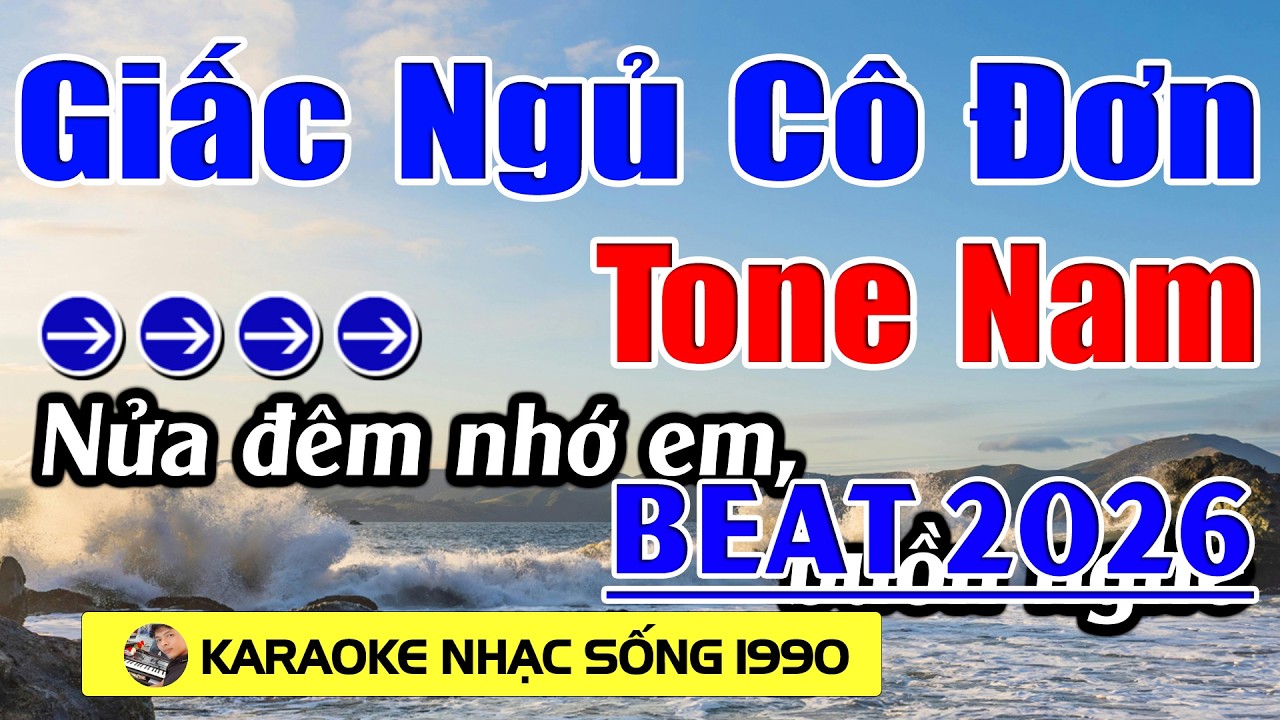Giấc Ngủ Cô Đơn - Karaoke Tone Nam ( D# ) - Beat Hay 2026 - Karaoke Nhạc Sống 1990 - Beat Mới