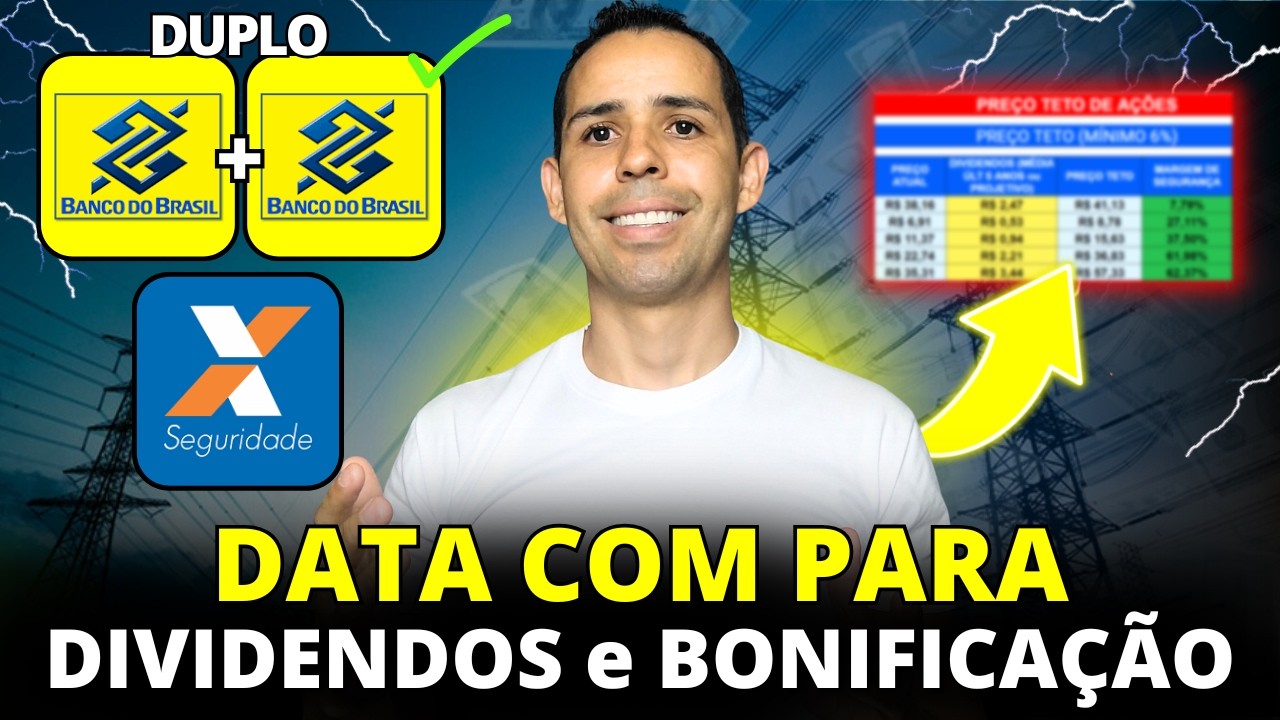 DATA COM PARA DIVIDENDOS e BONIFICAÇÃO 10% (E AINDA DA TEMPO) DATA COM BBAS3, ISAE4 e PREÇO TETO