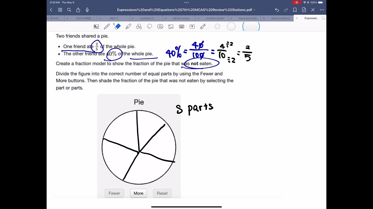 MCAS Math Review: Fraction/Percent/Pie